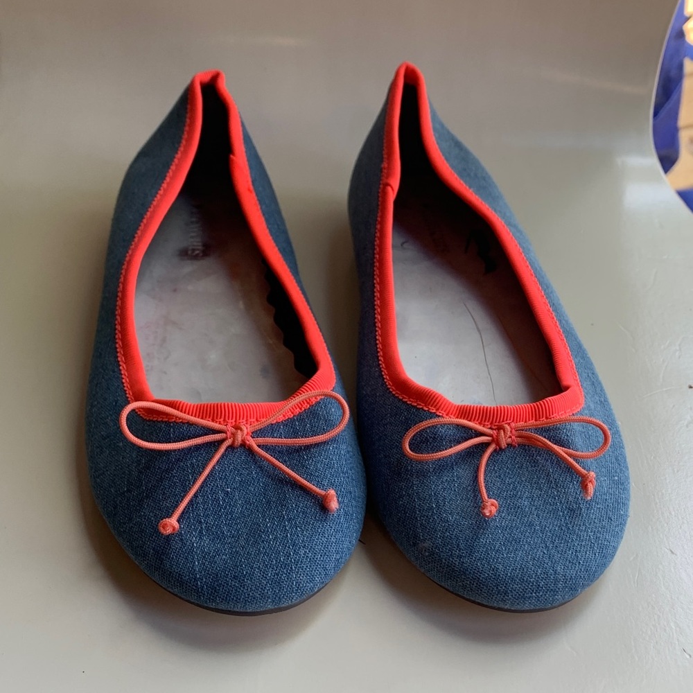Charming Kids Denim and Coral Ballet Flats